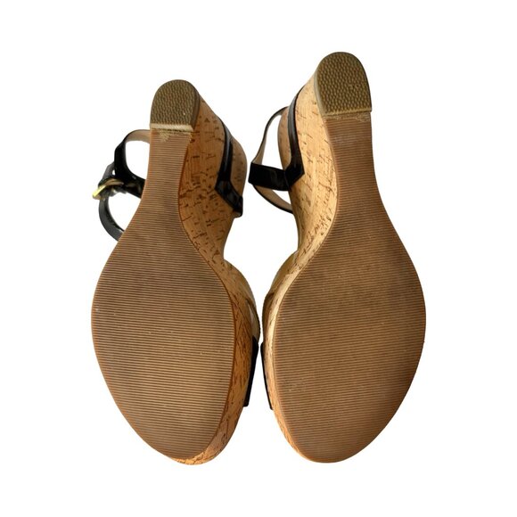 GUESS Cork Wedge Strappy Heels Black/Nude 7.5M - Picture 7 of 12